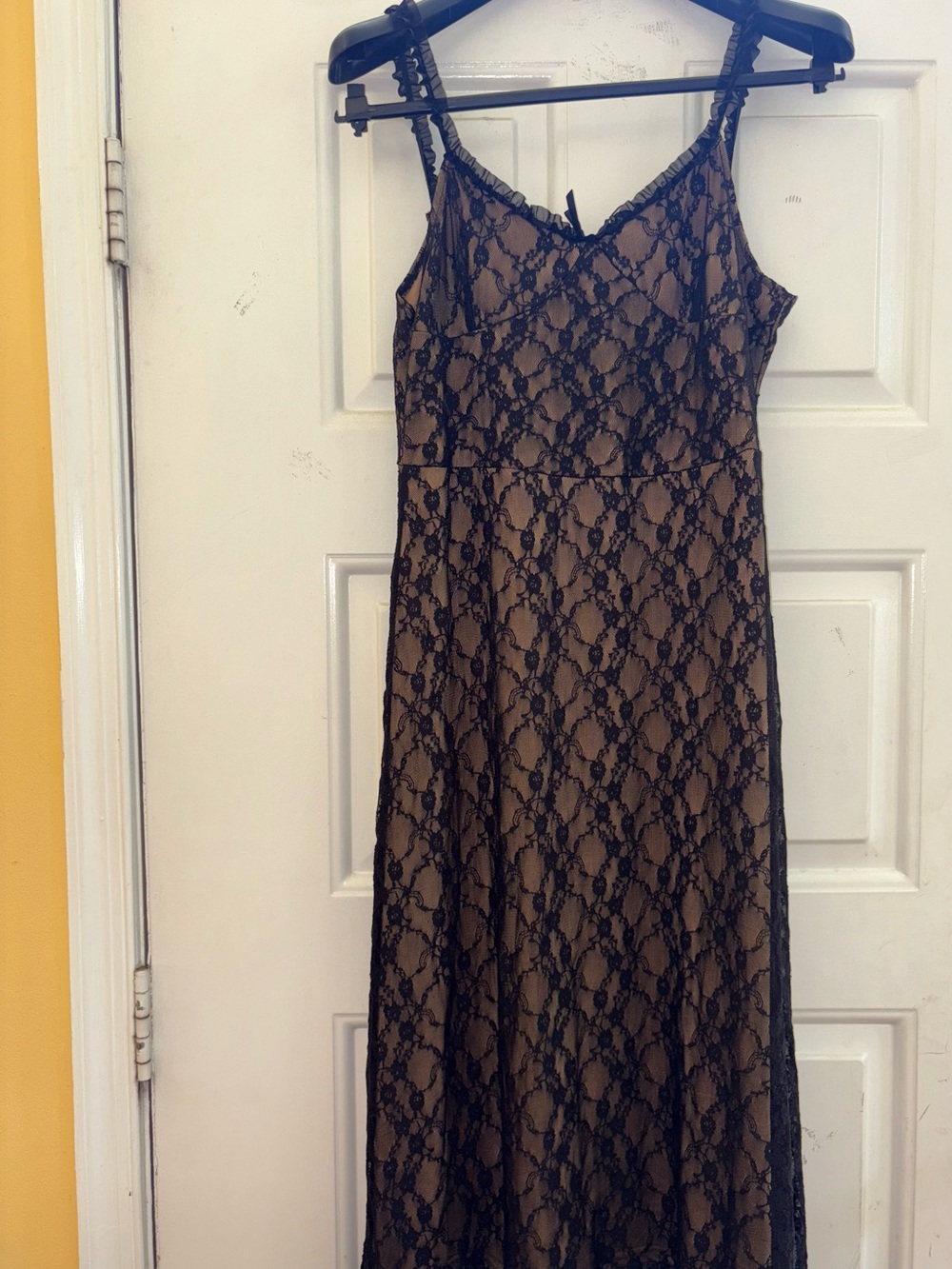 Black Lace Overlay Slip Dress